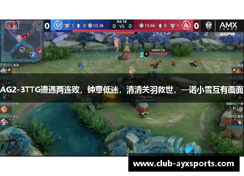 AG2-3TTG遭遇两连败，钟意低迷，清清关羽救世，一诺小雪互有画面